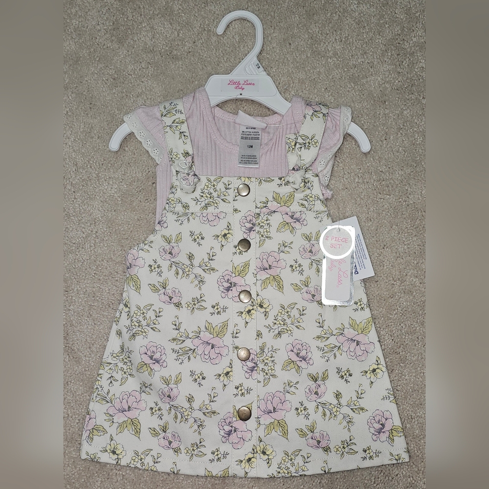 Toddler Girl Little Lass Top & Floral Jumper Set 12 Months